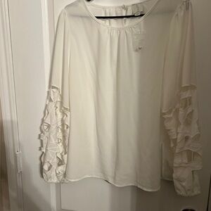 Joie Cream Ruffle Sleeve Blouse